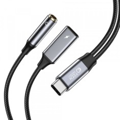 Cablu Audio USB-C - 3.5mm / USB-C Tech-Protect Ultraboost, Negru