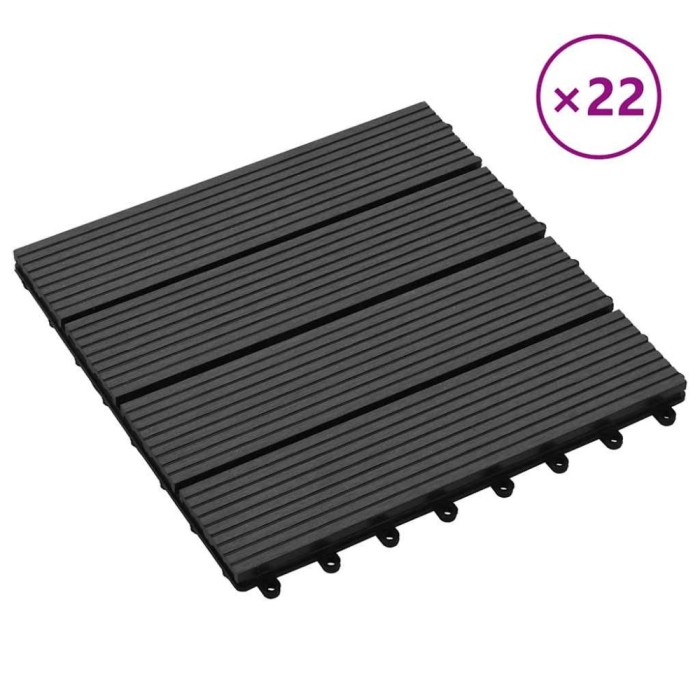 vidaXL Plăci de pardoseală, 22 buc., negru, 30 x 30 cm, WPC, 2 mp 277800