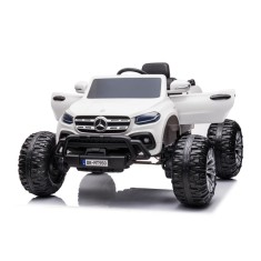 Masinuta electrica Mercedes X-Class Monster Truck 180W 4x4, roti moi, scaun tapitat, culoare Alba