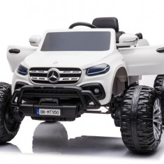 Masinuta electrica Mercedes X-Class Monster Truck 180W 4x4, roti moi, scaun tapitat, culoare Alba