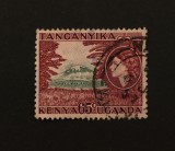 Timbru Clasic Kenya Uganda Tanganyika 1954 Regina Elisabeta II Muntele Kilimanjaro 65c Ștampilat - A992