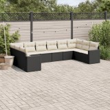 Cumpara ieftin Set canapele de grădină cu perne, 10 piese, negru, poliratan