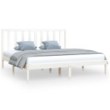 Cumpara ieftin Cadru de pat, alb, 200x200 cm, lemn masiv de pin