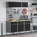 vidaXL Set banc de lucru, 8 piese, negru, oțel