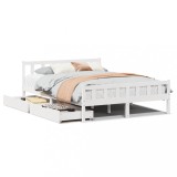 Cumpara ieftin Cadru de pat fara saltea, alb, 160x200 cm, lemn masiv pin