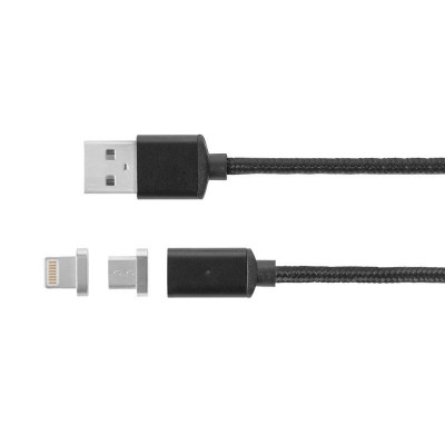 Cablu magnetic Kruger Matz, USB micro USB, Lightning, 1 m foto