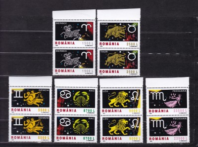 ROMANIA 2001 LP 1574 SEMNELE ZODIACULUI I PERECHE SERII MNH foto