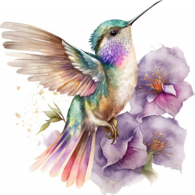 Sticker decorativ, Pasarea Colibri, Multicolor, 60 cm, 1271STK-6 foto