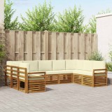 vidaXL Seturi de canapele 9 pcs Natural și Crem Lemn Solid de Acacia 3375480