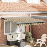vidaXL Marchiză retractabilă automată verde și galben 350x250 cm