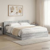 Cumpara ieftin Cadru de pat cu depozitare si tablie Sonoma gri 180 x 200 cm