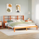 VidaXL Pat cu bibliotecă fără saltea maro 180x200 cm lemn masiv de pin