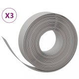 Borduri de gradina, 3 buc, gri, 10 m 15 cm, polietilena