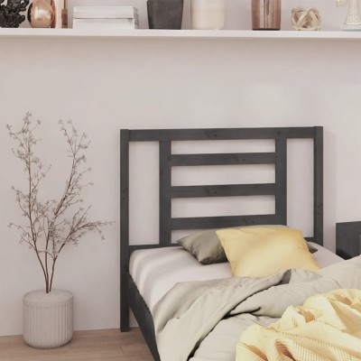vidaXL Tăblie de pat, gri, 106x4x100 cm, lemn masiv de pin 818807 foto