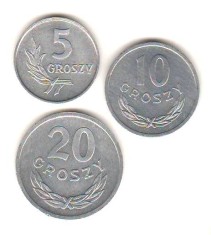 SV * Polonia LOT 5 - 10 - 20 GROSZY 1970 - 1971 * AUNC+ / UNC