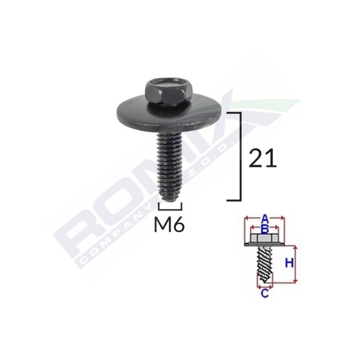 SURUB FIXARE ELEMENTE EXTERIOR PENTRU RENAULT 6X21MM SET 5 BUC 62568