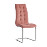 Cumpara ieftin Scaun tapiterie catifea roz picioare crom Saloma 42x56.5x105 cm