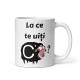 Cana alba personalizata &quot;La ce te uiti C&#039; oaie&quot;, INOVATIX&reg;. 330ml, Oem