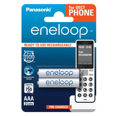 Panasonic Eneloop set acumulatori Ni-MH AAA R3 750mA 1.2V 2100 cicluri 2buc BK-4MCCE/2DE foto