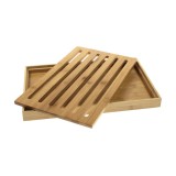 Tocator din bambus, pentru paine, cu tava, 37 x 23,5 x 3 cm, Kinghoff