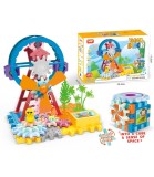Set Constructor Carusel cu Angrenaje, 46 Piese, Plastic, Baterii, Varsta 3+ Ani