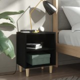 VidaXL Noptiere cu picioare lemn masiv, 2 buc., negru, 40x30x50 cm