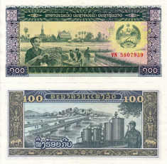 LAOS 100 kip ND (1979) UNC!!! foto