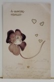 A QUATRE FEUILLES , CROMOLITOGRAFIE DUPA O GRAVURA de RAPHAEL KIRCHNER , CARTE POSTALA , CLASICA