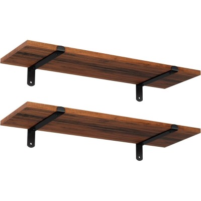 SONGMICS Set 2 rafturi de perete plutitoare, MDF cu efect de lemn vintage, 60x20cm, 15 kg per raft, maro rusic Household NewTrend foto