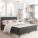 VidaXL Pat continental, gri &icirc;nchis, 160 x 200 cm, material textil