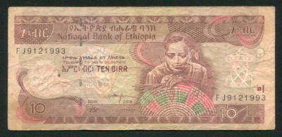 u519 ETIOPIA 10 BIRR 2000 VF foto