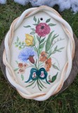 Ceramica veche semnată, buchet de flori
