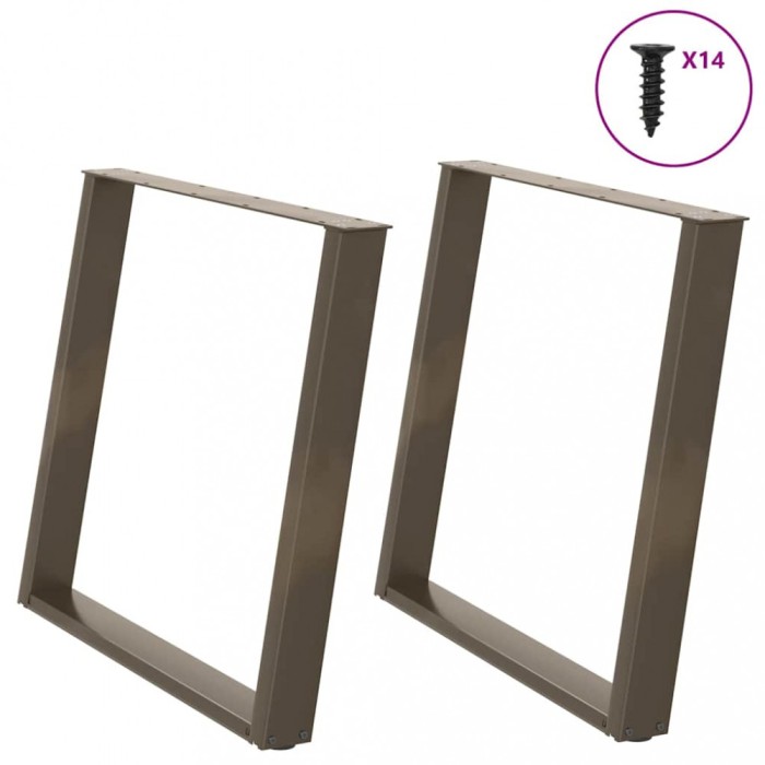 vidaXL Picioare de masă &icirc;n formă de U, 2 buc., oțel natural, 100 x (72-73) cm