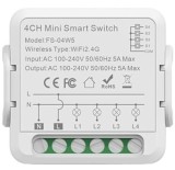 Mini Releu 4 Canale inteligent Wi-Fi, programabil, Compatibil cu app Tuya, Smart Life, Control vocal, Alexa, Amazon, Google Home, 5A @SmartWiz smw64