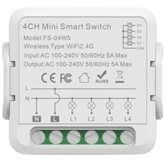 Mini Releu 4 Canale inteligent Wi-Fi, programabil, Compatibil cu app Tuya, Smart Life, Control vocal, Alexa, Amazon, Google Home, 5A @SmartWiz smw64