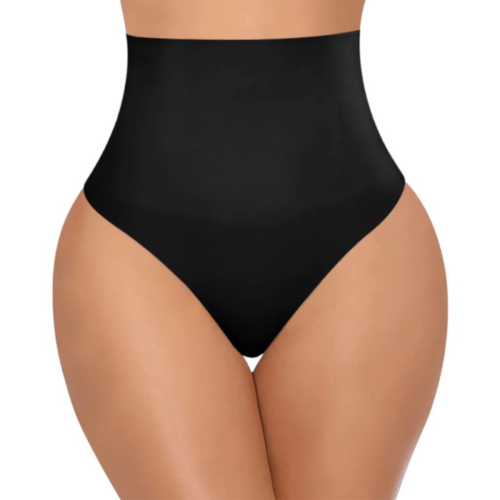 Chiloti Modelatori Tanga cu Talie Inalta, Negru