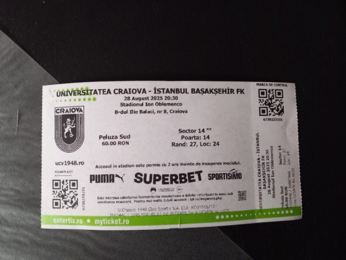 Bilet U Craiova - Basaksehir Istanbul