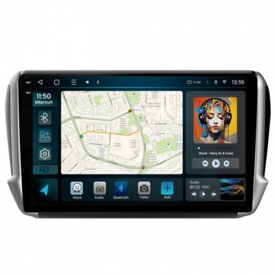 Navigatie 2K Peugeot 208 2008 (2012+) 4GB RAM Android 13 Octacore Slot Sim 4G DSP GPS Wi-FI Carplay Android Auto USB Bluetooth Waze Touchscreen 10.36 foto