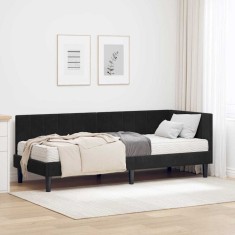 vidaXL Cadru de pat colțar cu saltea Negru 80 x 200 cm Catifea 3393883