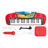 Pian cu scaun si microfon, My Music World, Kids Ionics, 37 de taste, 3+, Rosu/Negru