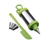 Set seringa ornat inox, cu 4 varfuri, alb