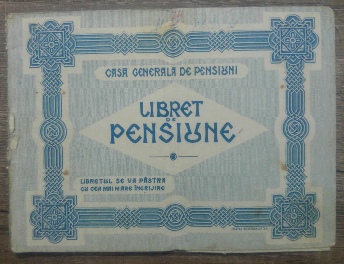 Libret de pensiune// Casa Generala de Pensiuni 1937-39