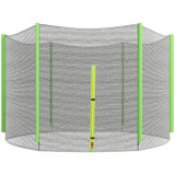 SPORTNOW Plasă Protecție Trambulină Rotundă 244cm cu 6 St&acirc;lpi Drepti Rezistentă Negru/Verde | Aosom Romania