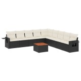 Cumpara ieftin Set canapele de gradina cu perne, 10 piese, negru, poliratan
