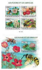 BURUNDI 2013 - Flori si albine/ set complet MNH - bloc+colita