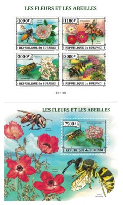 BURUNDI 2013 - Flori si albine/ set complet MNH - bloc+colita foto