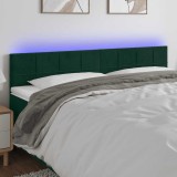 vidaXL Tăblie de pat cu LED, verde &icirc;nchis, 200x5x78/88 cm, catifea 3121681