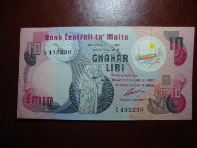 MALTA 10 POUNDS 1967 XF/AUNC foto