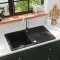 Chiuvetă bucătărie granit, bazin unic cu scurgere reversibilă, negru 141669
