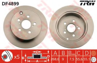 Disc frana TOYOTA CELICA (ZZT23_) (1999 - 2005) TRW DF4899 foto